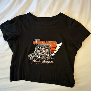 BRANDY JGALT BLACK MOTO CROPPED BABY TEE